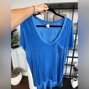 Free people blue Women's v neck tee